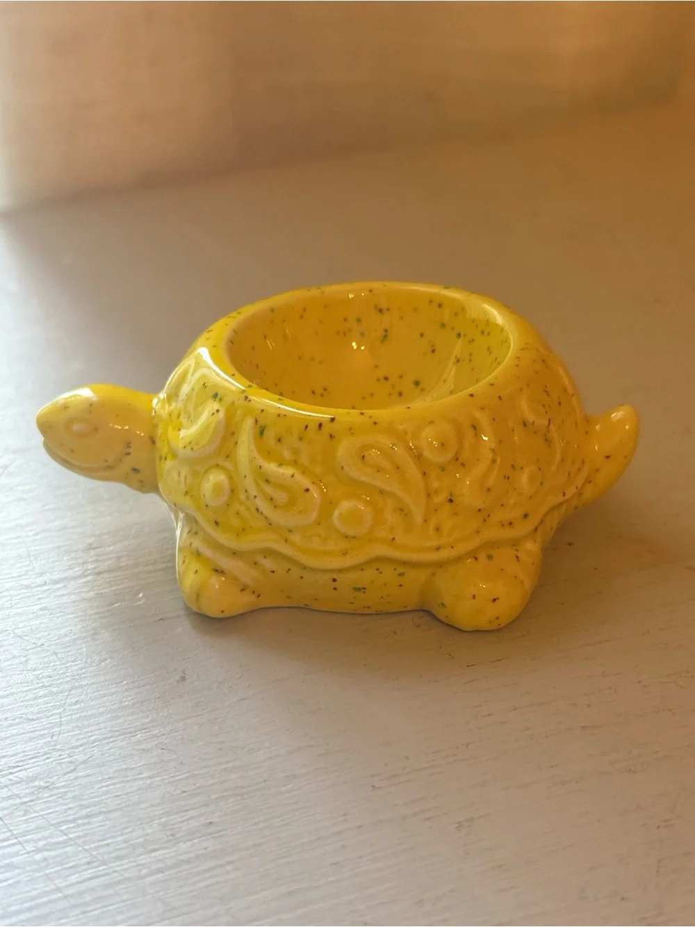 Vintage Retro 1977 Signed Ceramic Turtle Mini Trinket Dish Planter